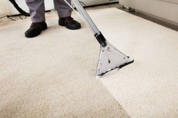 Close Up Of A Person Cleaning Carpet With Vacuum Cleaner